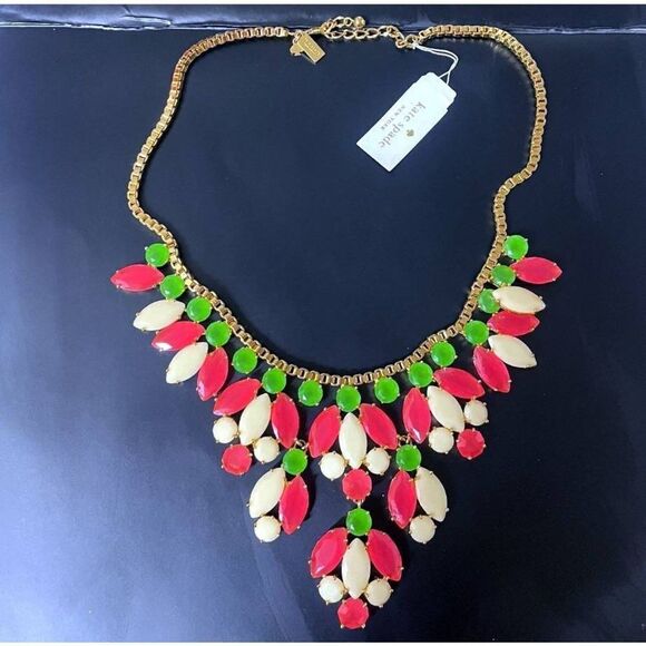 NWT Kate Spade Marquee Gold Plated Statement Necklace - Picture 2 of 7